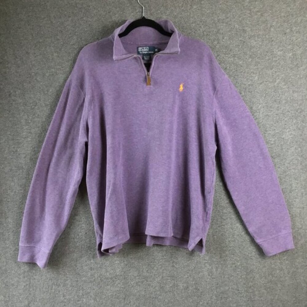 POLO RALPH LAUREN Ribbed 1/4‎ Zip Sweater Jumper Pullover Sz XL Men/Women/Unisex
